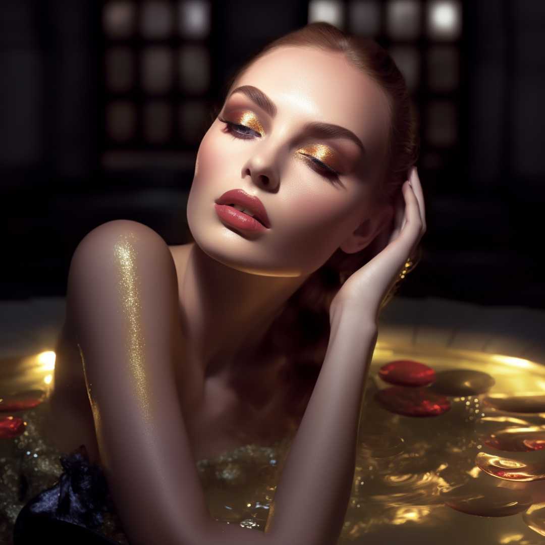 Woman in a luxurious spa bath at Oppa Spa